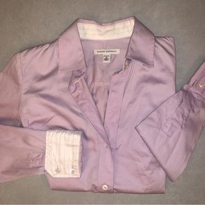 BR Stretch Lavender XS Button Down Shirt Striped Cuff Women’s Banana Republic